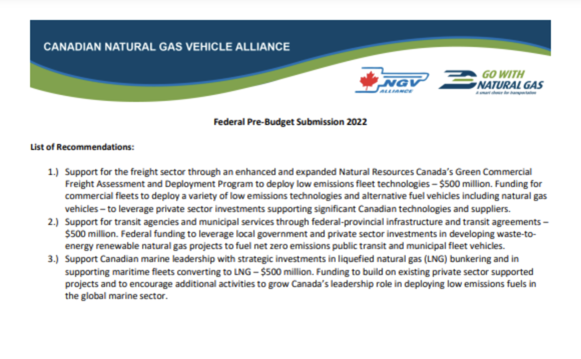 CNGVA 2022 Federal Pre-Budget Submission
